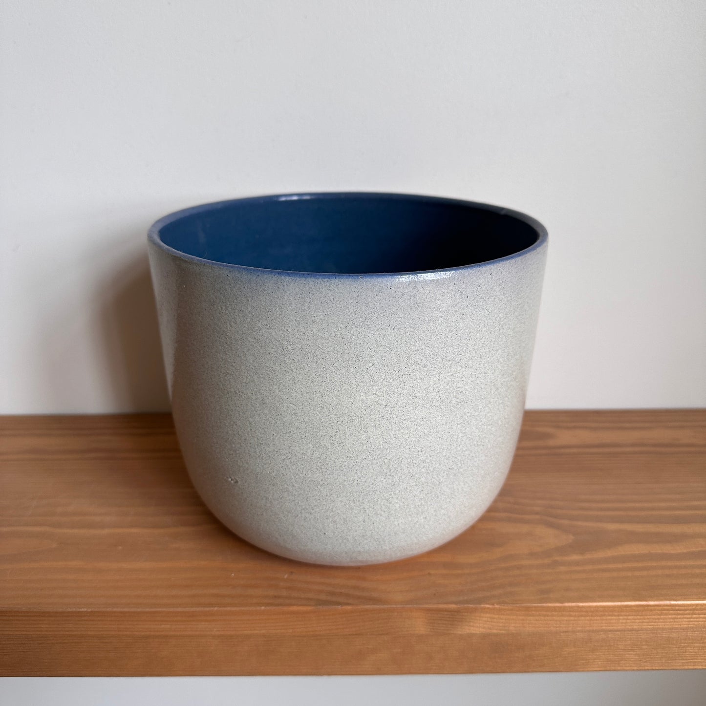 White and blue ceramic pot