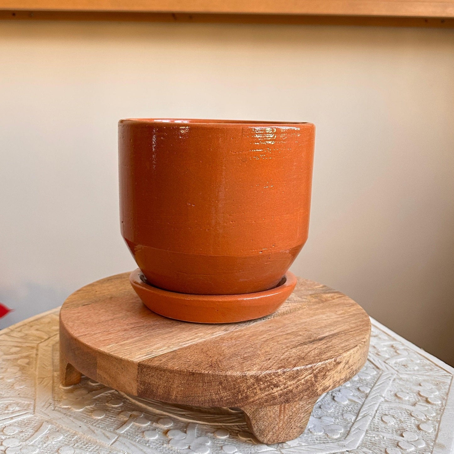 Textured Honeycomb Ceramic Pot 16cm