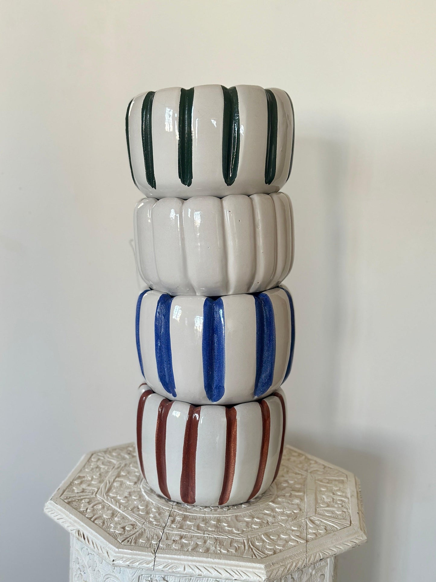 Striped Ceramic Pots D:20cm H:15cm